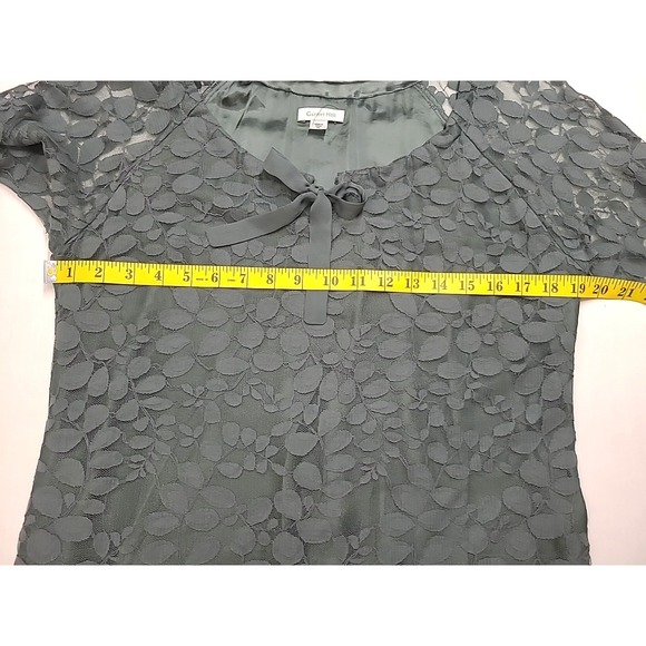 Garnet Hill Dress Sz Medium Green Lace Midi Lined Sheer Floral Overlay Boho - Picture 4 of 7